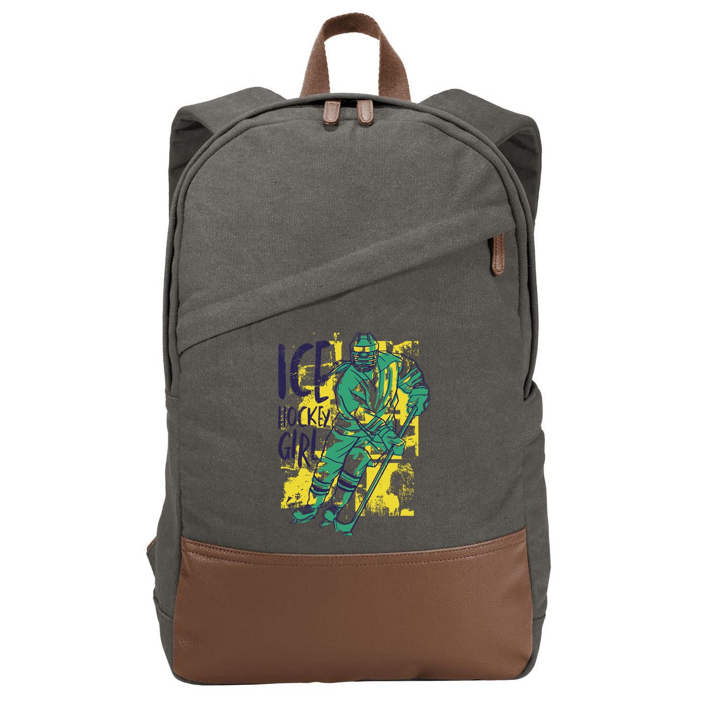 Ice Hockey Girl Cotton Canvas Backpack