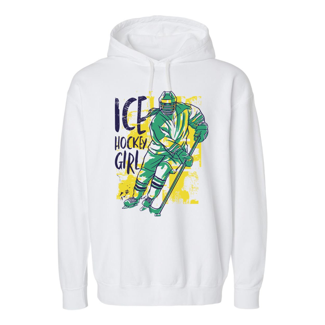 Ice Hockey Girl Garment-Dyed Fleece Hoodie