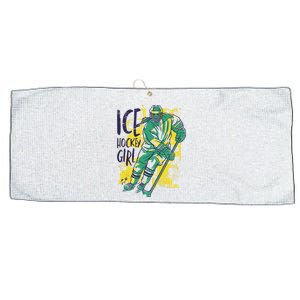 Ice Hockey Girl Large Microfiber Waffle Golf Towel