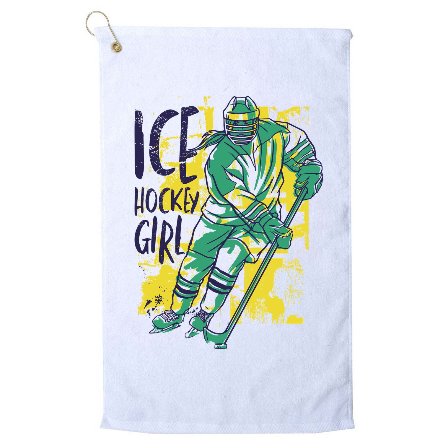 Ice Hockey Girl Golf Towel