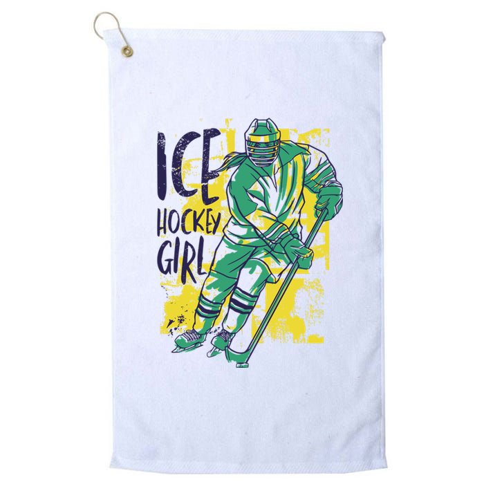 Ice Hockey Girl Platinum Collection Golf Towel