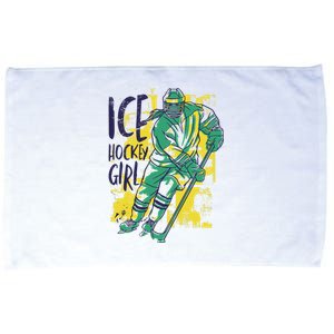 Ice Hockey Girl Microfiber Hand Towel