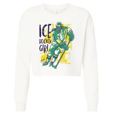 Ice Hockey Girl Cropped Pullover Crew