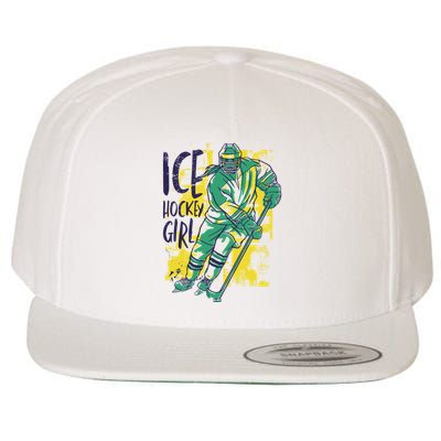 Ice Hockey Girl Wool Snapback Cap