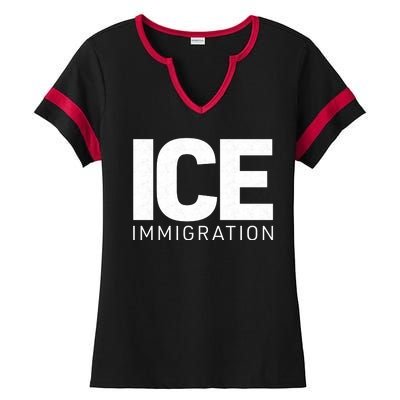 ICE Immigration Ladies Halftime Notch Neck Tee