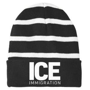 ICE Immigration Striped Beanie with Solid Band