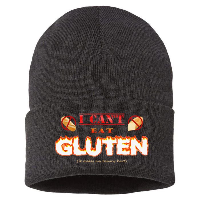 I Cant Eat Gluten It Makes My Tummy Hurt Sustainable Knit Beanie