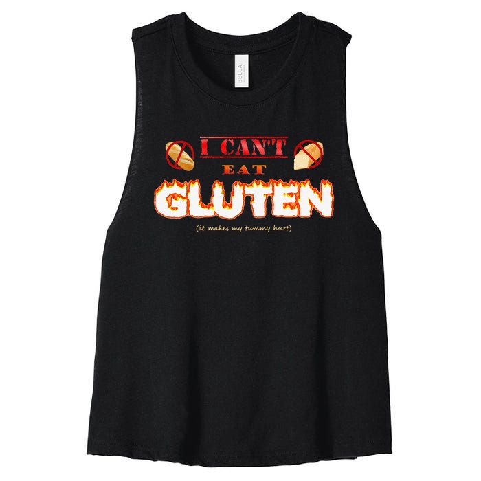 I Cant Eat Gluten It Makes My Tummy Hurt Women's Racerback Cropped Tank