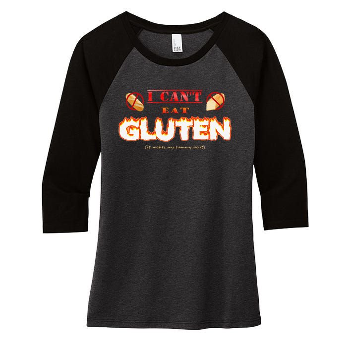 I Cant Eat Gluten It Makes My Tummy Hurt Women's Tri-Blend 3/4-Sleeve Raglan Shirt