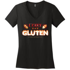 I Cant Eat Gluten It Makes My Tummy Hurt Women's V-Neck T-Shirt