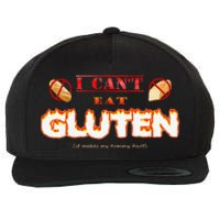 I Cant Eat Gluten It Makes My Tummy Hurt Wool Snapback Cap