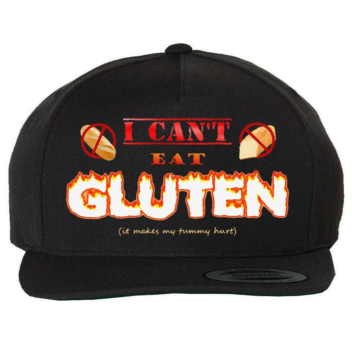 I Cant Eat Gluten It Makes My Tummy Hurt Wool Snapback Cap