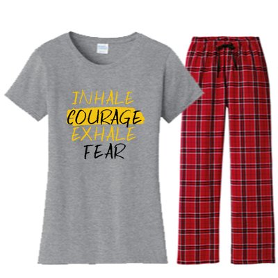 Inhale Courage Exhale Fear Motivational Saying Empowert Cool Gift Women's Flannel Pajama Set