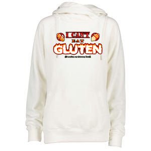 I CanT Eat Gluten It Makes My Tummy Hurt Womens Funnel Neck Pullover Hood