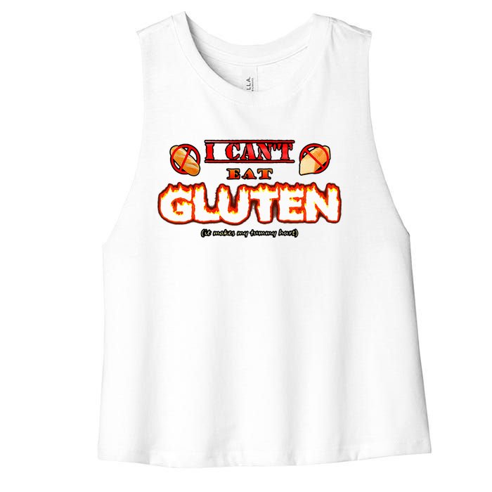 I CanT Eat Gluten It Makes My Tummy Hurt Women's Racerback Cropped Tank