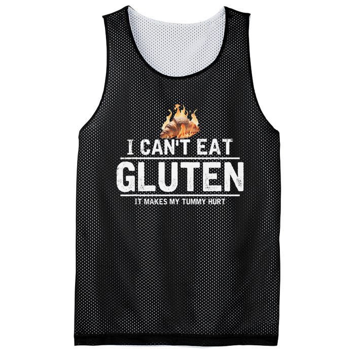 I Can't Eat Gluten It Makes My Tummy Hurt Gluten Intolerance Mesh Reversible Basketball Jersey Tank