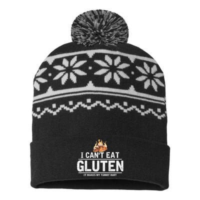 I Can't Eat Gluten It Makes My Tummy Hurt Gluten Intolerance USA-Made Snowflake Beanie