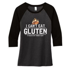 I Can't Eat Gluten It Makes My Tummy Hurt Gluten Intolerance Women's Tri-Blend 3/4-Sleeve Raglan Shirt