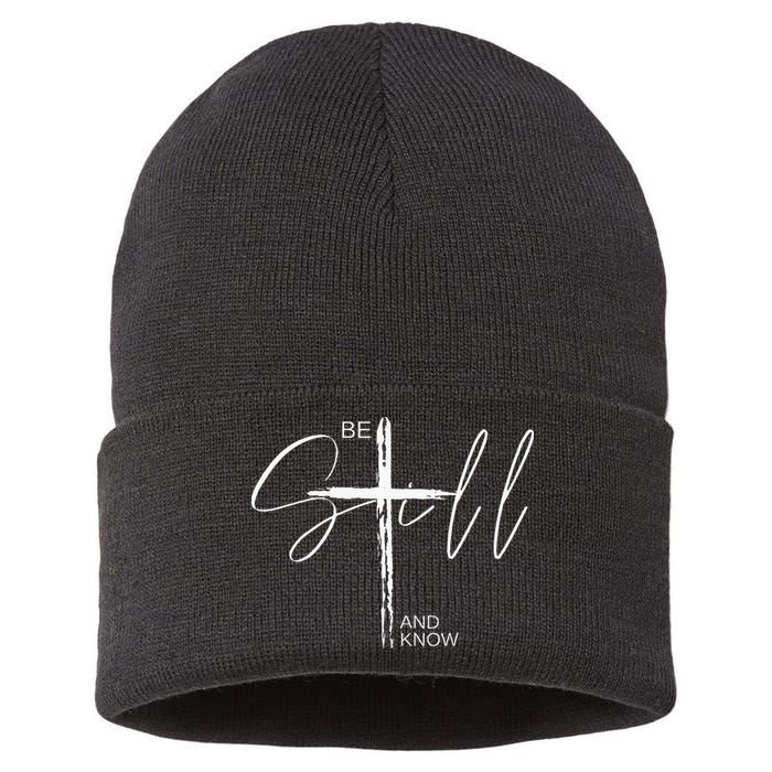 Inspirational Christian Easter Be Still And Know Sustainable Knit Beanie