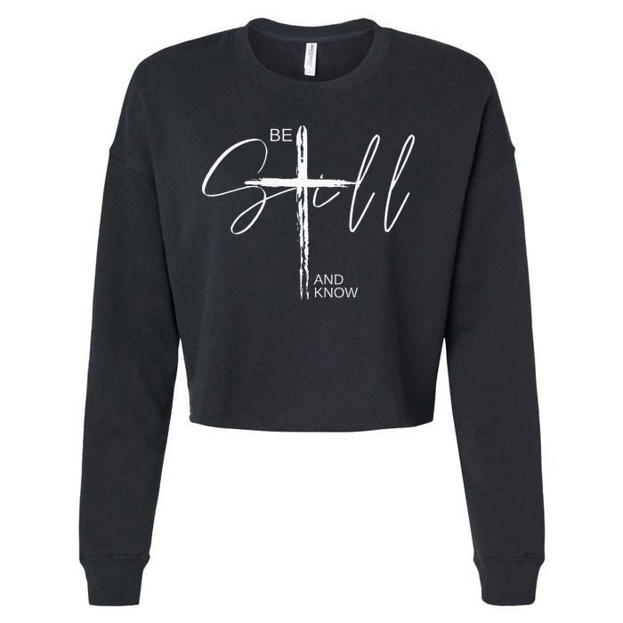 Inspirational Christian Easter Be Still And Know Cropped Pullover Crew