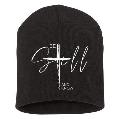 Inspirational Christian Easter Be Still And Know Short Acrylic Beanie