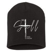 Inspirational Christian Easter Be Still And Know Short Acrylic Beanie
