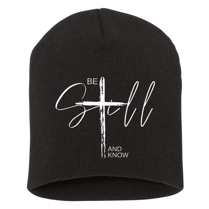 Inspirational Christian Easter Be Still And Know Short Acrylic Beanie