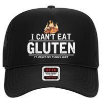 I Can't Eat Gluten It Makes My Tummy Hurt Gluten Intolerance High Crown Mesh Back Trucker Hat