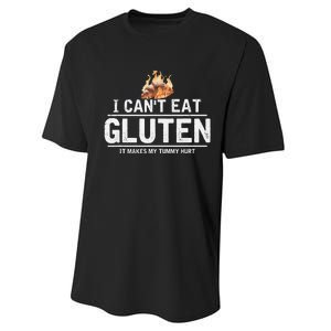 I Can't Eat Gluten It Makes My Tummy Hurt Gluten Intolerance Performance Sprint T-Shirt