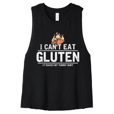 I Can't Eat Gluten It Makes My Tummy Hurt Gluten Intolerance Women's Racerback Cropped Tank