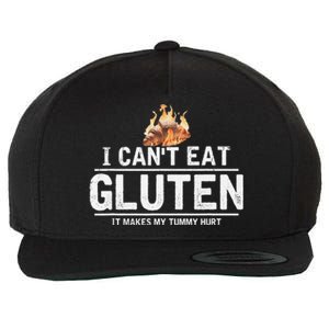 I Can't Eat Gluten It Makes My Tummy Hurt Gluten Intolerance Wool Snapback Cap