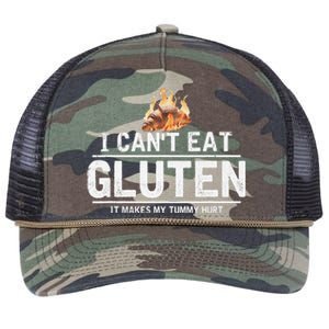 I Can't Eat Gluten It Makes My Tummy Hurt Gluten Intolerance Retro Rope Trucker Hat Cap