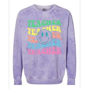 Inspirational Colorful Elementary School Retro Teacher Colorblast Crewneck Sweatshirt