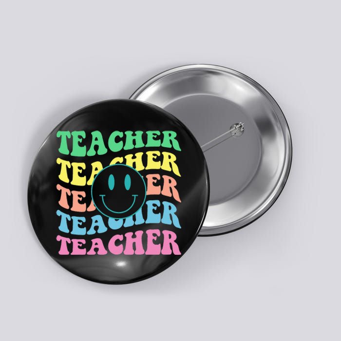 Inspirational Colorful Elementary School Retro Teacher Button