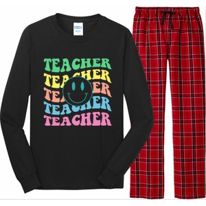 Inspirational Colorful Elementary School Retro Teacher Long Sleeve Pajama Set