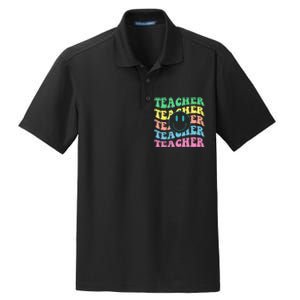 Inspirational Colorful Elementary School Retro Teacher Dry Zone Grid Polo