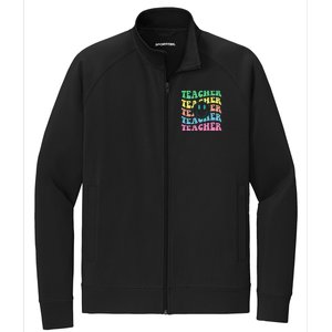 Inspirational Colorful Elementary School Retro Teacher Stretch Full-Zip Cadet Jacket