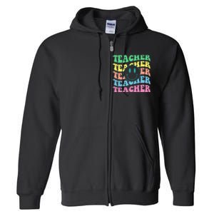 Inspirational Colorful Elementary School Retro Teacher Full Zip Hoodie