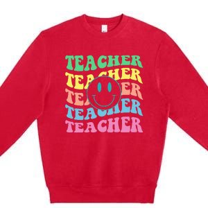 Inspirational Colorful Elementary School Retro Teacher Premium Crewneck Sweatshirt