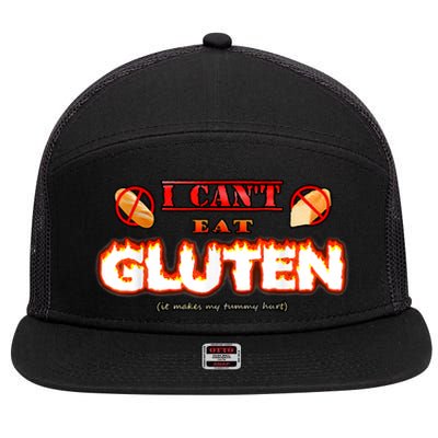 I Can't Eat Gluten It Makes My Tummy Hurt Apparel 7 Panel Mesh Trucker Snapback Hat