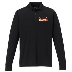 I Can't Eat Gluten It Makes My Tummy Hurt Apparel Performance Long Sleeve Polo