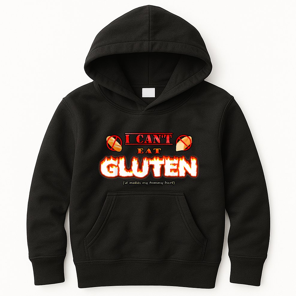 I Can't Eat Gluten It Makes My Tummy Hurt Apparel Kids Hoodie