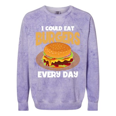 I Could Eat Burgers Every Day Hamburger Lover Burger Cool Gift Colorblast Crewneck Sweatshirt