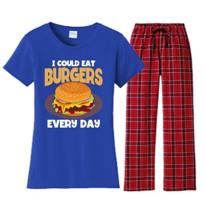 I Could Eat Burgers Every Day Hamburger Lover Burger Cool Gift Women's Flannel Pajama Set