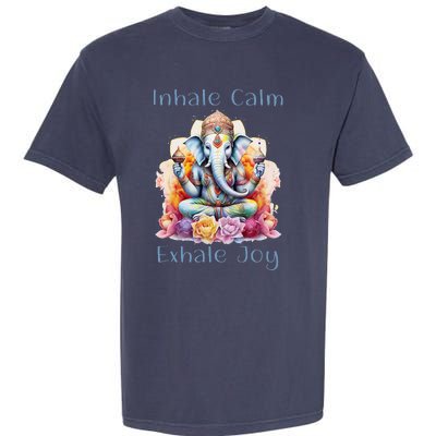 Inhale Calm Exhale Joy Yoga Buddha Elephant For Balance Garment-Dyed Heavyweight T-Shirt