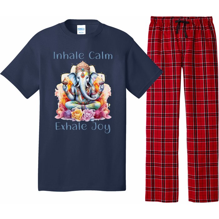 Inhale Calm Exhale Joy Yoga Buddha Elephant For Balance Pajama Set