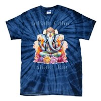 Inhale Calm Exhale Joy Yoga Buddha Elephant For Balance Tie-Dye T-Shirt