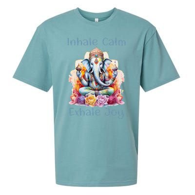 Inhale Calm Exhale Joy Yoga Buddha Elephant For Balance Sueded Cloud Jersey T-Shirt