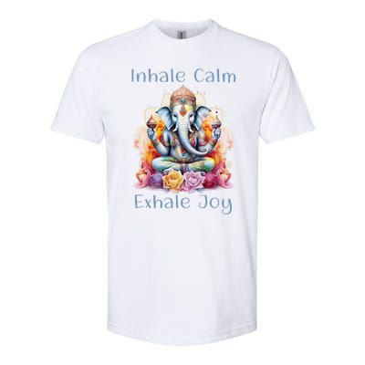 Inhale Calm Exhale Joy Yoga Buddha Elephant For Balance Softstyle CVC T-Shirt