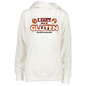 I CanT Eat Gluten It Makes My Tummy Womens Funnel Neck Pullover Hood